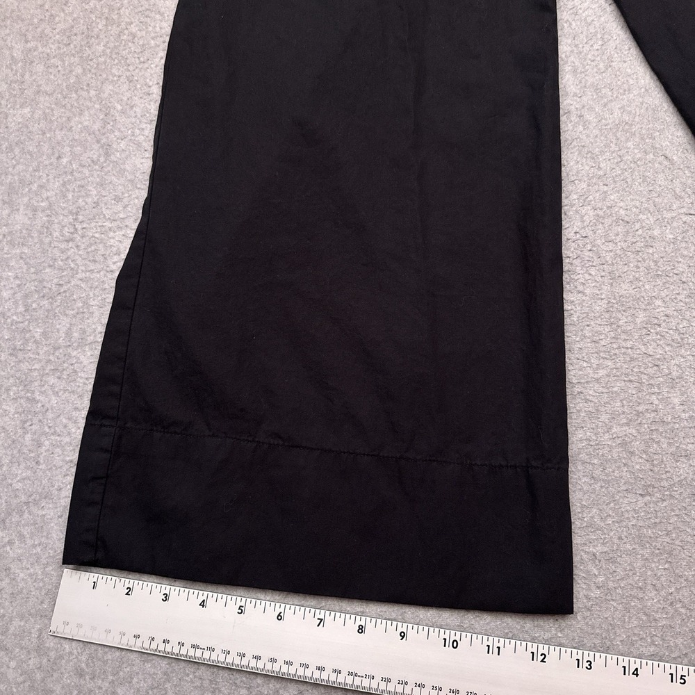 Anthropologie Wide Leg Ankle Pants Womens 4 Black High Rise 100% Cotton EUC - Picture 9 of 11
